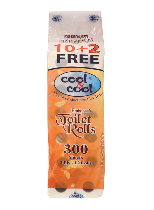 

Cool & Cool Embossed Toilet Roll, 12 Rolls x 300 Sheets x 2 Ply