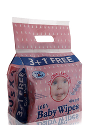 Cool & Cool 4 Pieces Wipes for Babies, 40 Sheets, Pink