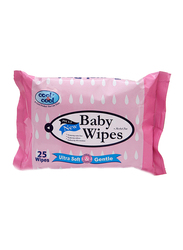 Cool & Cool 25 Sheets Travel Pack Wipes for Babies, Pink