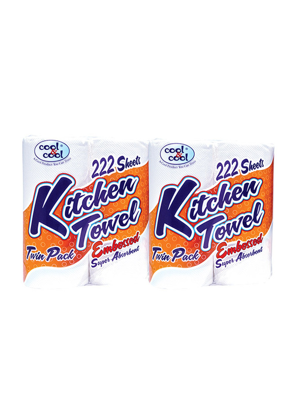 

Cool & Cool Special Offer Plain Kitchen Towel, 222 Sheets x 2 Pieces, White