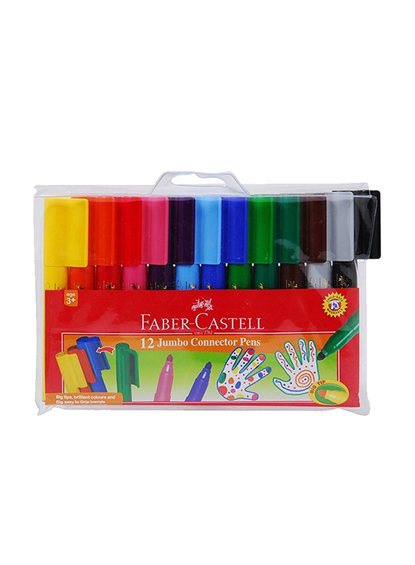 Faber-Castell 12-Piece Jumbo Connector Color Marker Pen Set, Multicolor