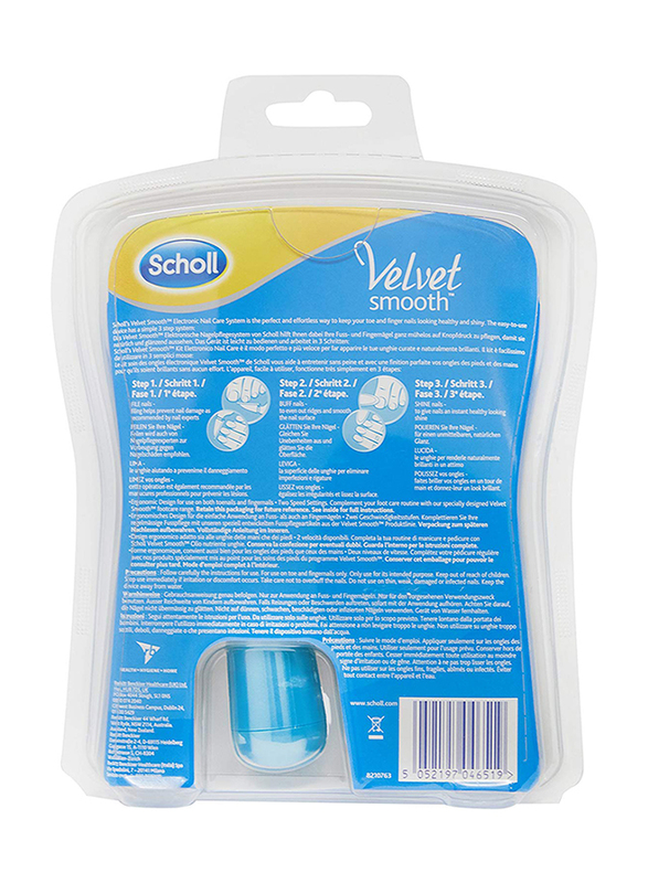 Scholl Velvet Smooth Electronic Nail Care System, Blue