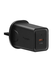 Spigen Essential UK Wall Charger with USB-C Charger, 27W, Black