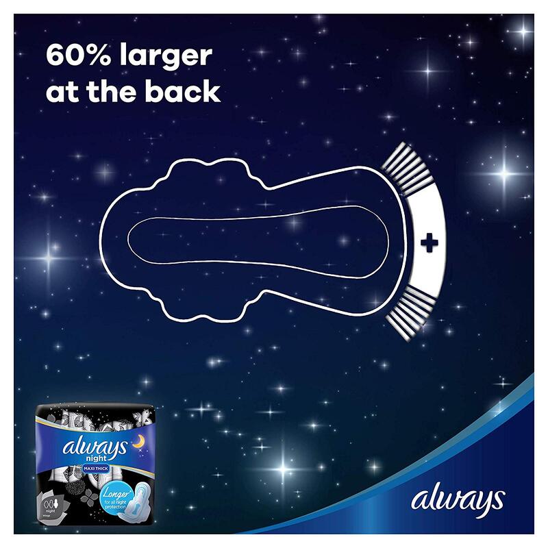 Always Maxi Thick Clean & Dry Night Sanitary Pads, 24 Pads