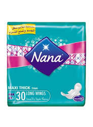 Nana Maxi Thick Long Wings Pads, 30 Pieces