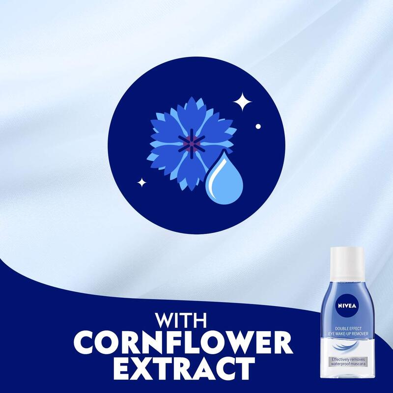 Nivea Double Effect Face Cleanser and Eye Makeup Remover, 125ml, Blue