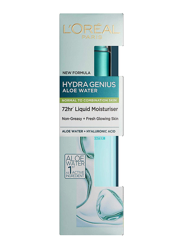 L'Oreal Paris Hydra Genius Hyaluronic Acid + Aloe Liquid Moisturiser for Normal to Combination Skin, 70ml