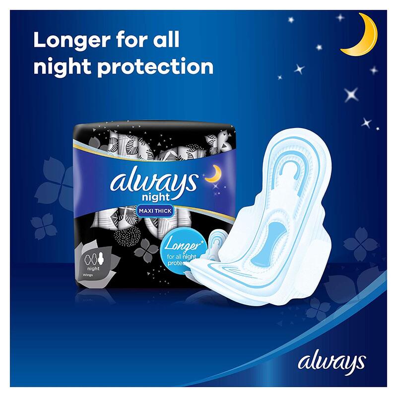 Always Maxi Thick Clean & Dry Night Sanitary Pads, 24 Pads