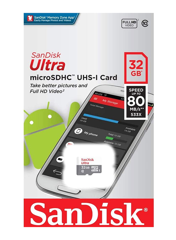 SanDisk 32GB Ultra MicroSDHC Memory Card