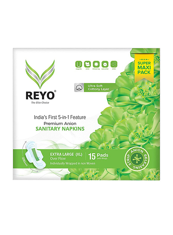 Reyo Over Flow 290mm Sanitary Napkins, Extra Large, 15 Pads