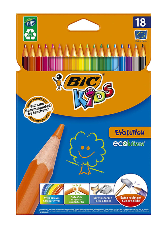 Bic 18-Piece Kid's Evolution Coloring Pencils Set, Multicolor