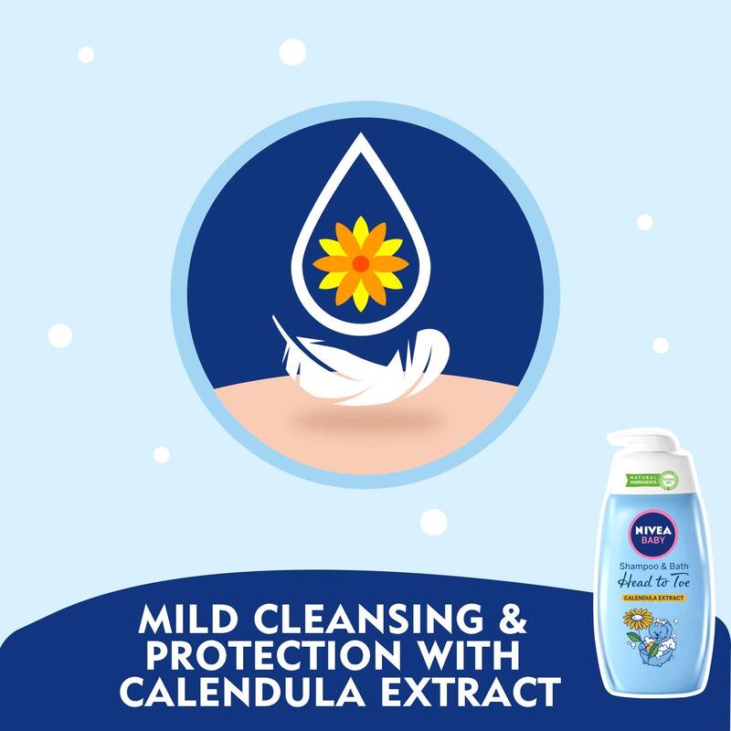 Nivea Baby 500ml Calendula Extract Shampoo and Bath for Head to Toe