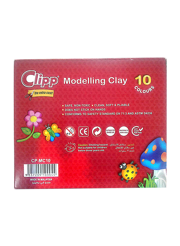 Clipp Modelling Clay, 10 Colors, 250gm, Multicolor