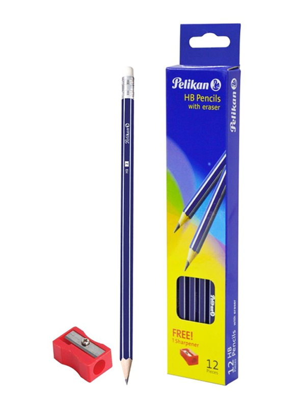 

Pelikan 12-Piece HB Pencils with Eraser and Sharpener Set, Blue