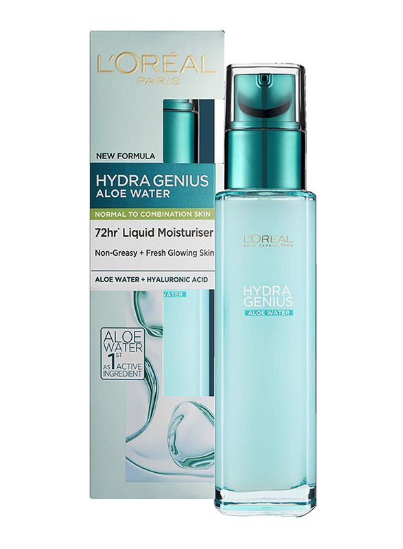 L'Oreal Paris Hydra Genius Hyaluronic Acid + Aloe Liquid Moisturiser for Normal to Combination Skin, 70ml