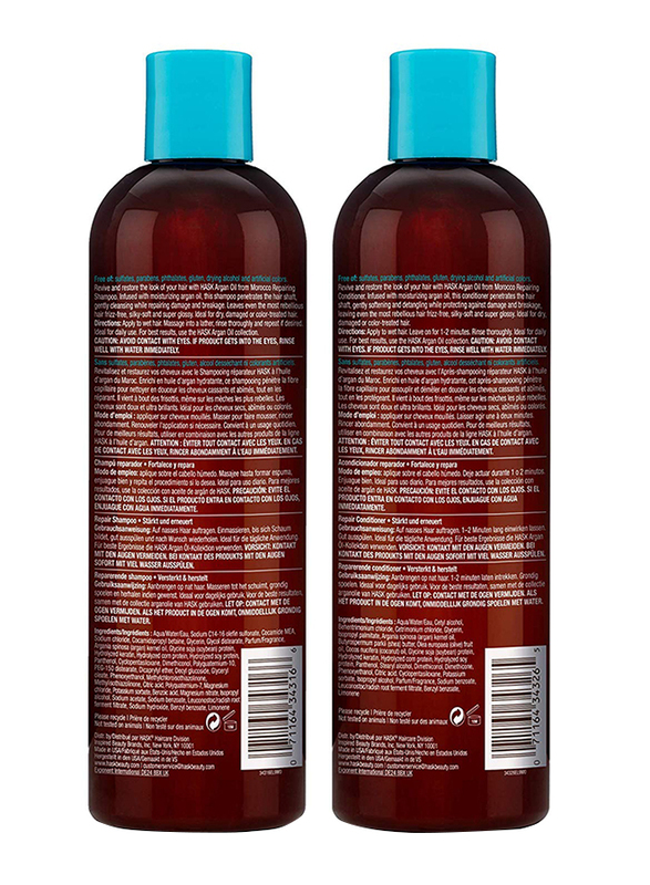 Hask Argan Oil Repairing Shampoo and Conditioner Set for Dry, Damaged or Color Treated Hair, 2 Pieces
