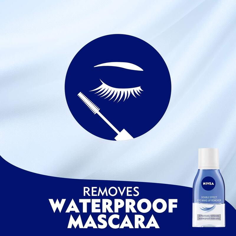 Nivea Double Effect Face Cleanser and Eye Makeup Remover, 125ml, Blue