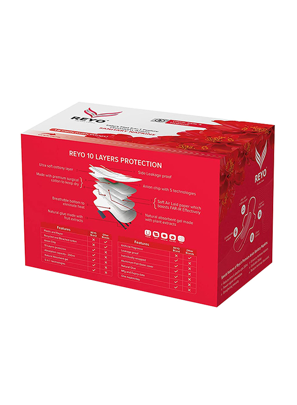 Reyo Normal Flow 240mm Sanitary Napkins, Large, 18 Pads