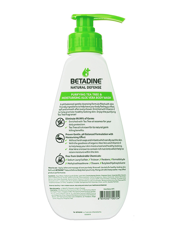 Betadine Natural Defense Purifying Tea Tree Body Wash, 500ml