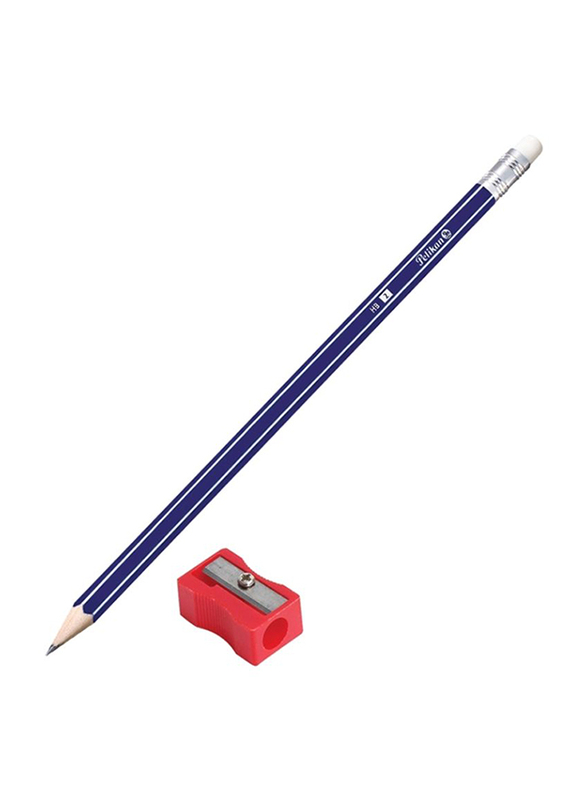 Pelikan 12-Piece HB Pencils with Eraser and Sharpener Set, Blue