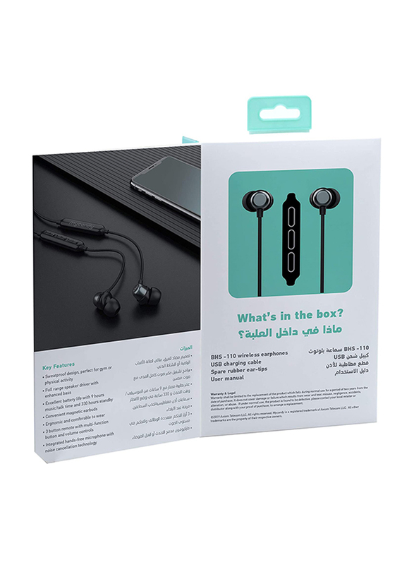 My Candy BHS-110 Wireless Sports In-Ear Headphones with Mic, Black