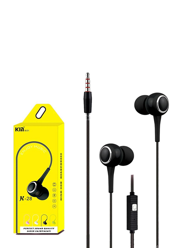 Kin Kyn K-28 3.5mm Jack In-Ear Headphones with Mic, Black