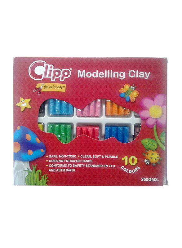 Clipp Modelling Clay, 10 Colors, 250gm, Multicolor