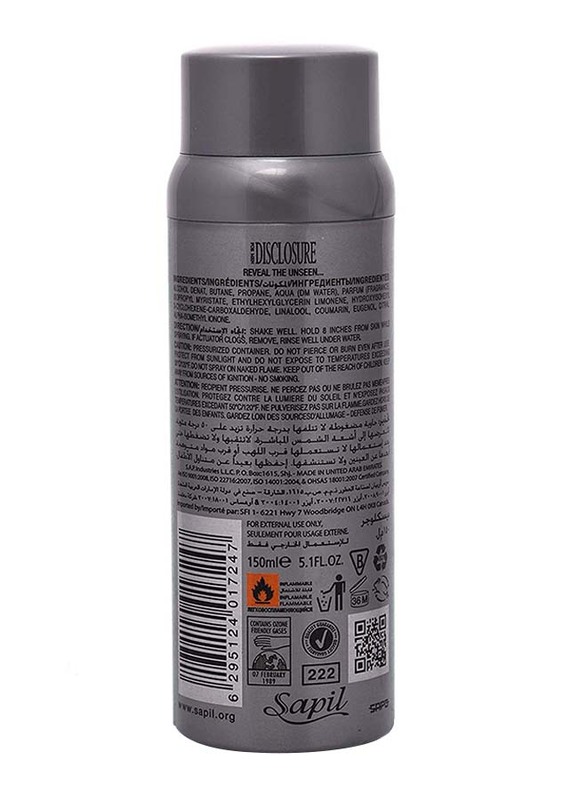Sapil Disclosure Perfumed Deodorant for Men, 150ml