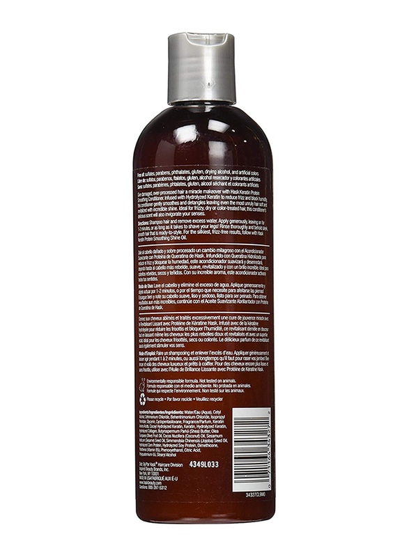 Hask Keratin Protein Smoothing Conditioner for Frizzy, Dry and Color Treated Hair, 355ml