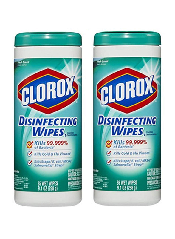 Clorox Disinfecting Fresh Scent Cleaning Wipes, Bleach Free, 35 Wipes, 2 Pieces