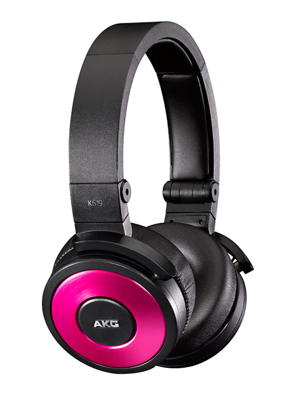 AKG DJ 3.5 mm Jack On-Ear Headphones with In-Line Remote and Mic, K619DJ, Pink/Black