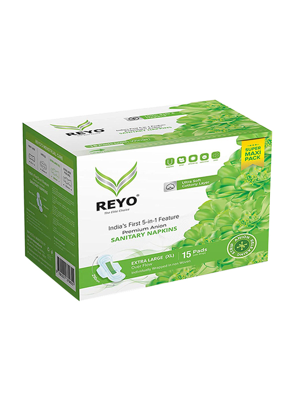 Reyo Over Flow 290mm Sanitary Napkins, Extra Large, 15 Pads