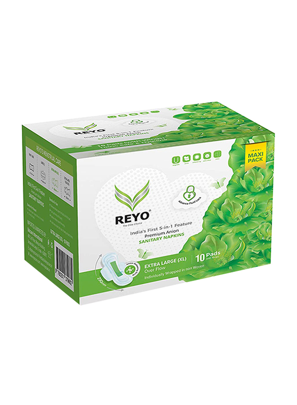 

Reyo Over Flow 290mm Sanitary Napkins, Extra Large, 10 Pads