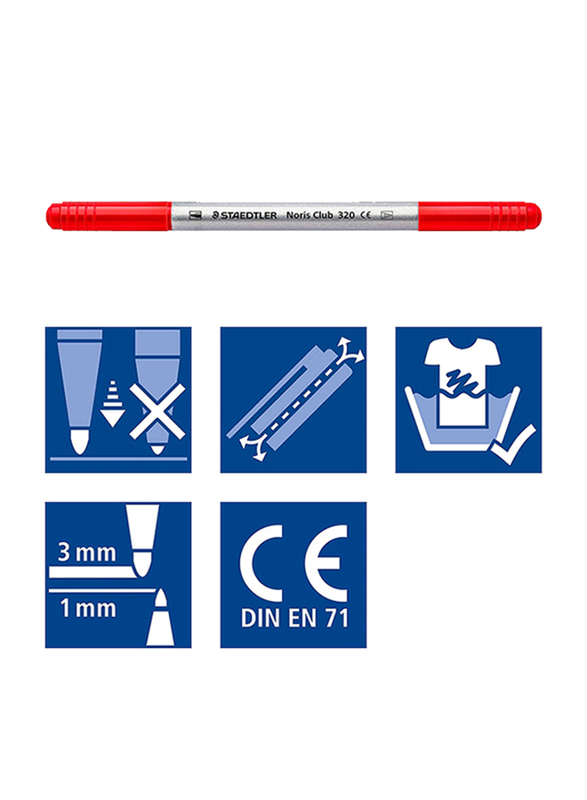 Staedtler 10-Piece Noris Club Double Ended Fiber-Tip Sketch Pen Set, Multicolor