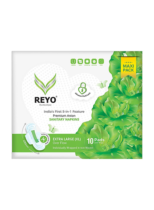Reyo Over Flow 290mm Sanitary Napkins, Extra Large, 10 Pads