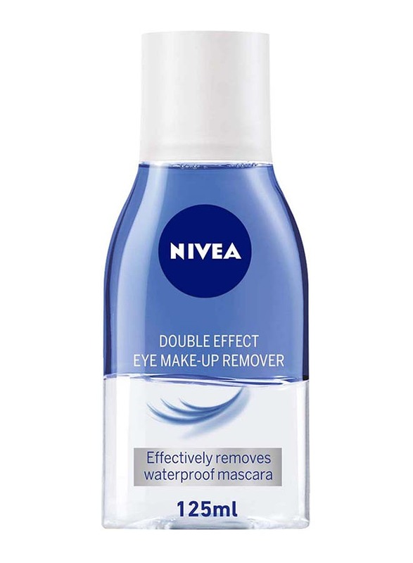 Nivea Double Effect Face Cleanser and Eye Makeup Remover, 125ml, Blue
