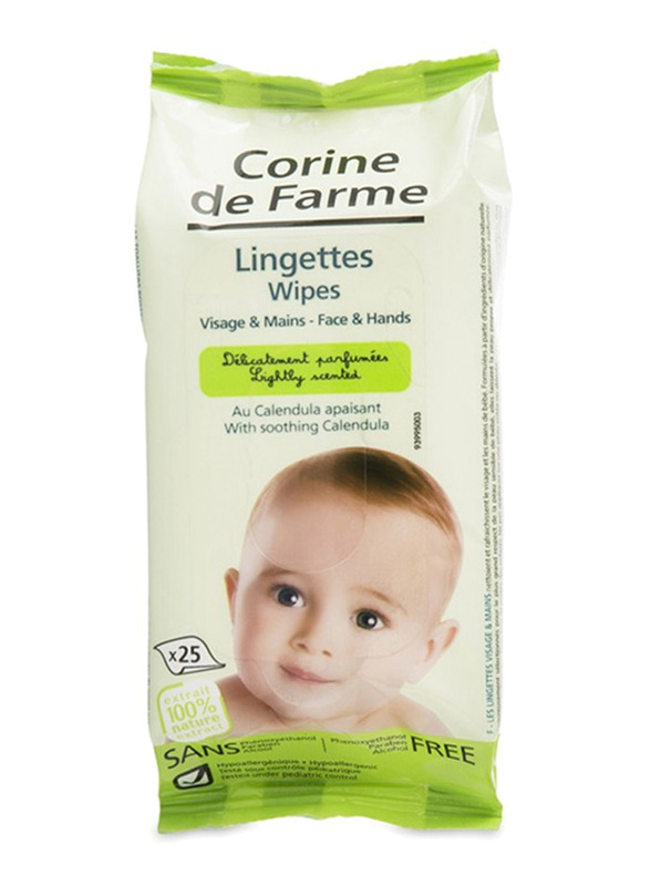 Corine De Farme 25 Sachets Baby Face and Hand Wipes for Kids