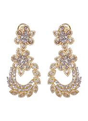 Glam Jewels Floral Power Dangle Earrings for Women, Gold