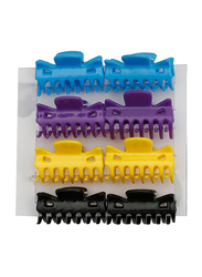 Xcluzive 8 Pieces New Classic Hair Claws, Blue/Purple/Yellow/Black