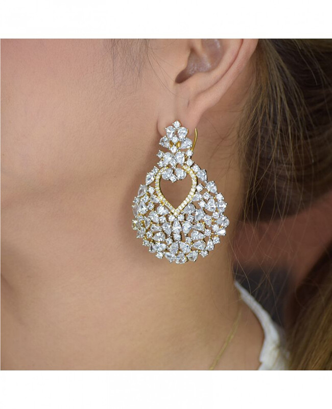 Glam Jewels Diva's Dream Dangle Earrings for Women, Gold