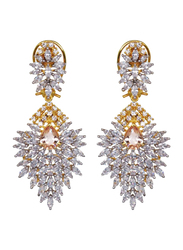 Glam Jewels The Delicate Leaf Dangle Earrings for Women, Yellow