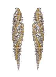 Glam Jewels Modern Twist Dangle Earrings for Women with Topaz Stone, Yellow/Silver