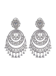 Glam Jewels Chand Dangle Earrings for Women, Silver