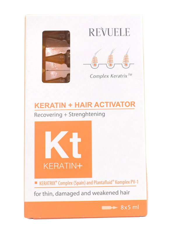 

Revuele Keratin+ Hair Restoration Activator for Damaged Hair, 8 x 5ml
