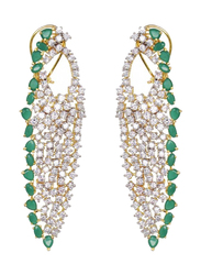 Glam Jewels Lady Luck Dangle Earrings for Women, Silver/Green