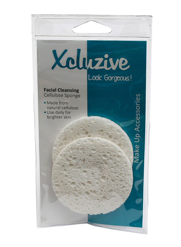 Xcluzive 2 Pieces Cellulose Sponges Round, White