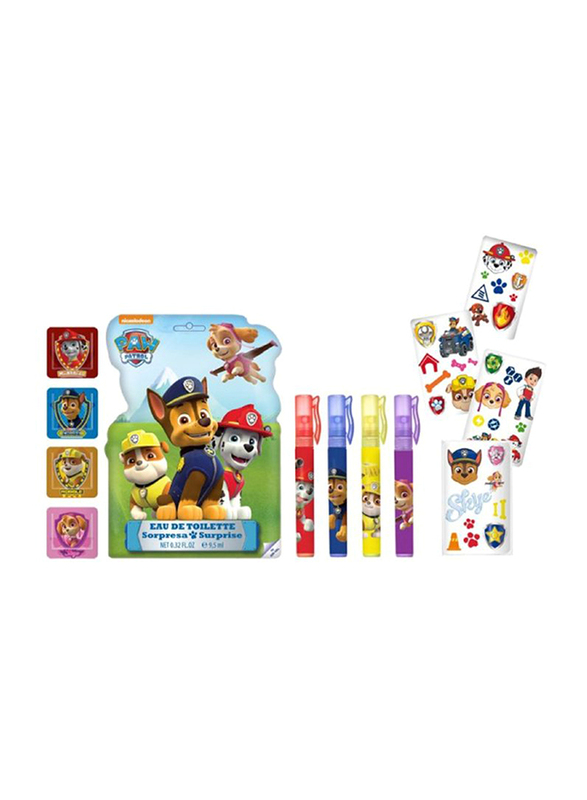 Paw Patrol 3-Piece Surprise Bag Set Kids Unisex, 9.5ml EDT, Perfume Pen, Bookmark, Stickers