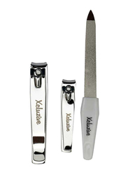 Xcluzive 2 Pieces Nail Clippers with Nail File, Silver/White