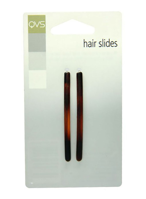 QVS 2 Pieces Hair Slides, Brown