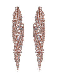 Glam Jewels Modern Twist Dangle Earrings for Women, Rose Gold